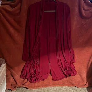 Long Pink Cardigan With Pockets